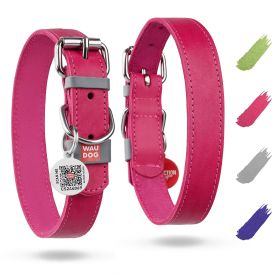 Long Lasting Leather Dog Collar for Large Dogs Medium Small Dogs Adjustable for Boy Girl Dog Collars with Durable Buckle D Ring Pink 15 - 20 inch