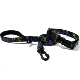 UV Printing Camouflage Embossed Pet Leash Set Is A Perfect Combination Of Style And Functionality Specially Designed For Pets' Outdoor Activities (Option: Purple-15mm)